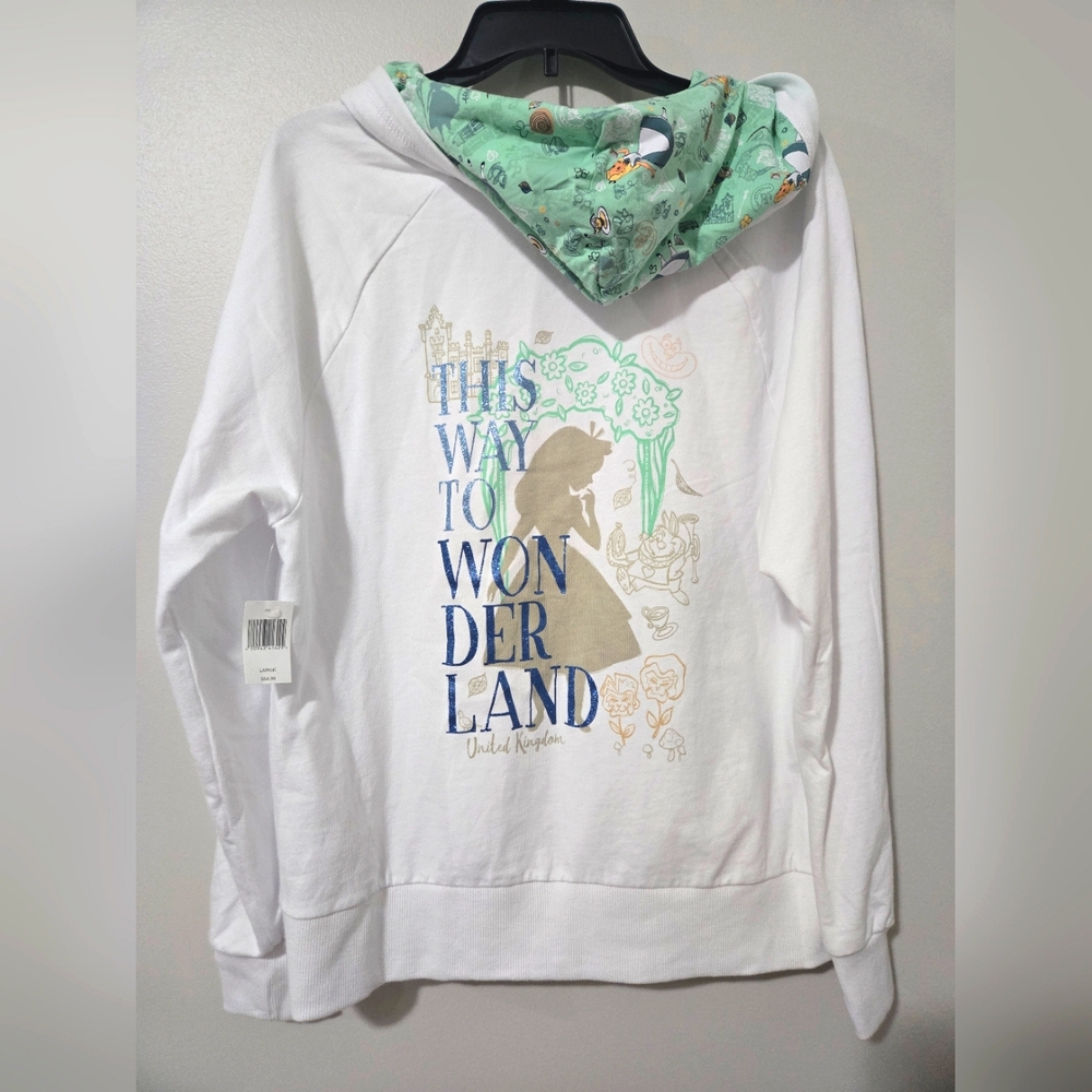 NWT Disney Epcot World Showcase UK Pavilion ALICE IN WONDERLAND HOODIE JACKET L